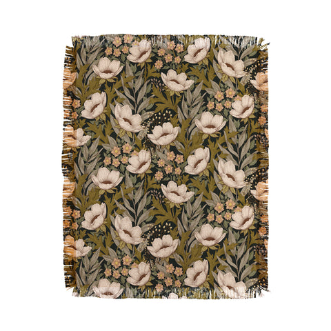 Avenie Floral Meadow Spring Green Throw Blanket