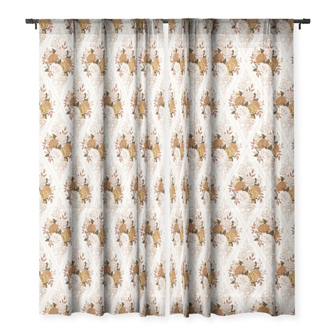 Avenie French Florals Sheer Window Curtain