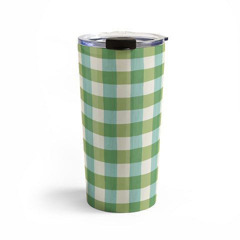 Avenie Fruit Salad Gingham Green Travel Mug