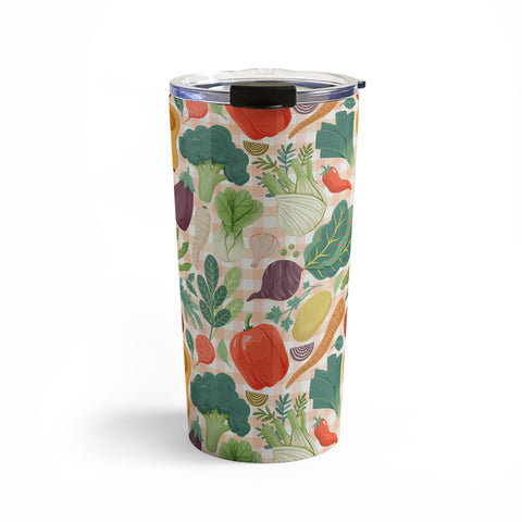 Avenie Fruit Salad Gingham Vegetables Travel Mug