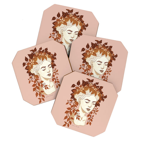 Avenie Goddess Planter Left Autumn Coaster Set