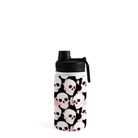 Avenie Goth Skulls Pink Water Bottle