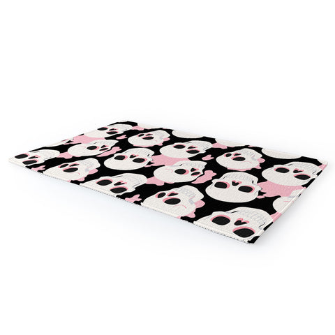 Avenie Goth Skulls Pink Area Rug