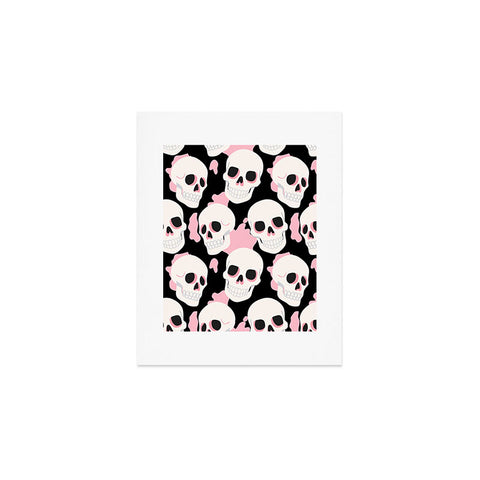 Avenie Goth Skulls Pink Art Print