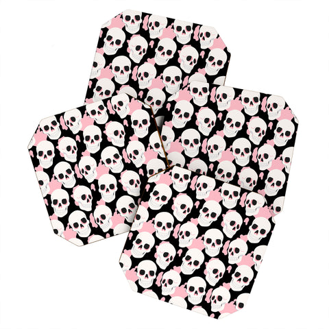 Avenie Goth Skulls Pink Coaster Set