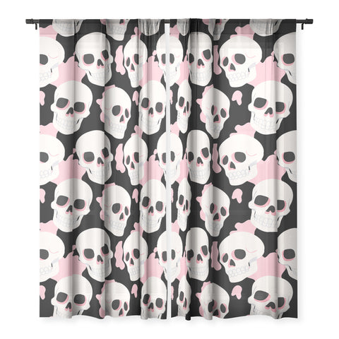 Avenie Goth Skulls Pink Sheer Non Repeat