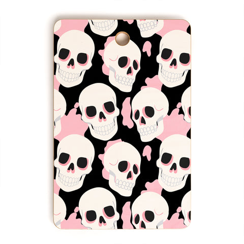 Avenie Goth Skulls Pink Cutting Board Rectangle