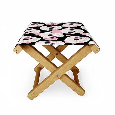 Avenie Goth Skulls Pink Folding Stool