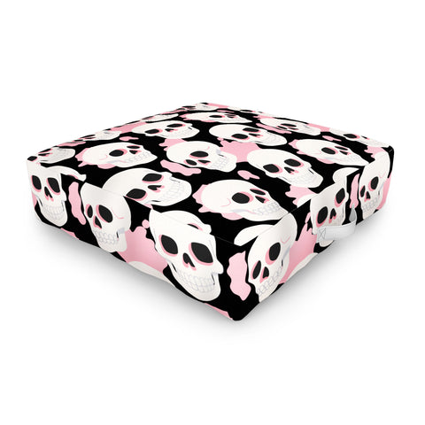 Avenie Goth Skulls Pink Outdoor Floor Cushion