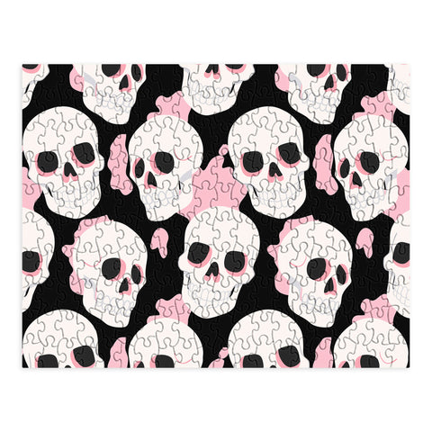 Avenie Goth Skulls Pink Puzzle