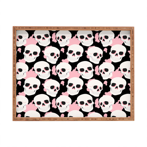 Avenie Goth Skulls Pink Rectangular Tray