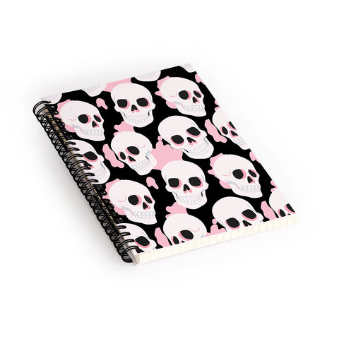 Avenie Goth Skulls Pink Spiral Notebook
