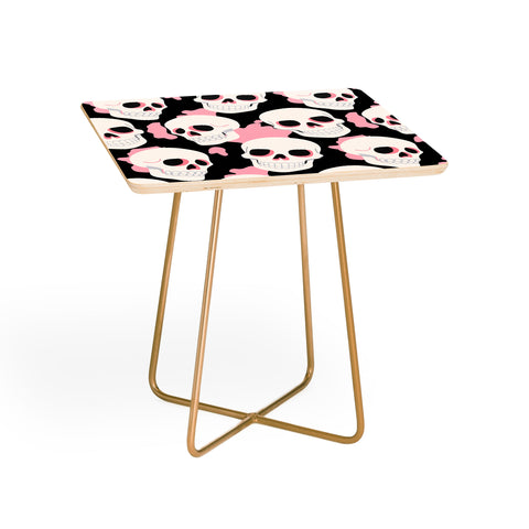 Avenie Goth Skulls Pink Side Table
