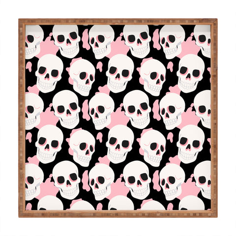 Avenie Goth Skulls Pink Square Tray