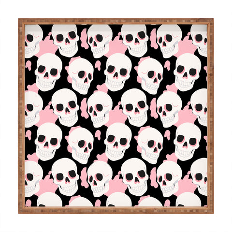 Avenie Goth Skulls Pink Square Tray