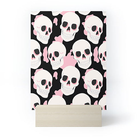 Avenie Goth Skulls Pink Mini Art Print