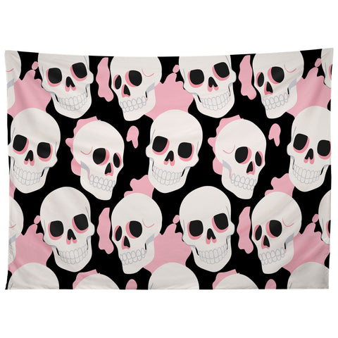 Avenie Goth Skulls Pink Tapestry