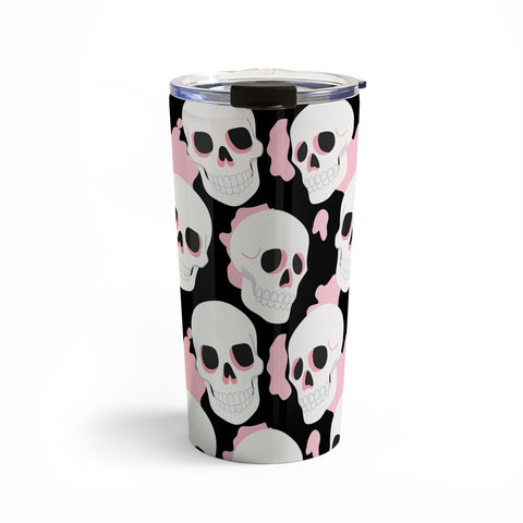 Avenie Goth Skulls Pink Travel Mug