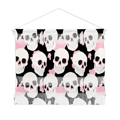 Avenie Goth Skulls Pink Wall Hanging Landscape