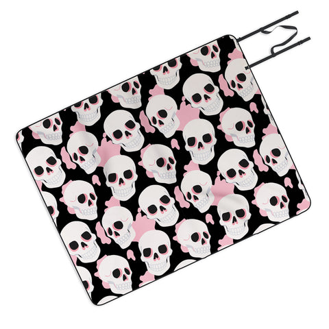 Avenie Goth Skulls Pink Picnic Blanket