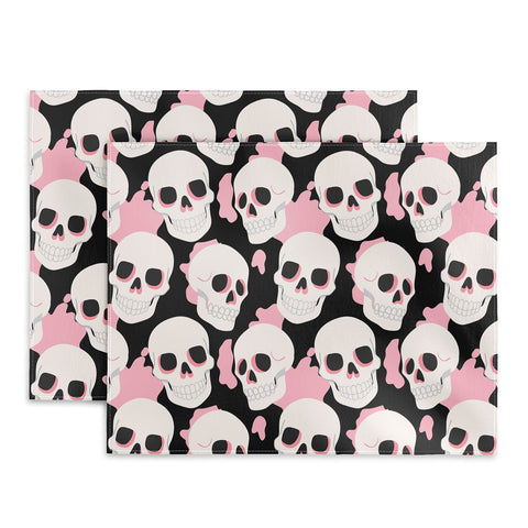 Avenie Goth Skulls Pink Placemat