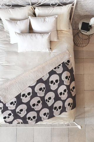 Avenie Goth Skulls Fleece Throw Blanket