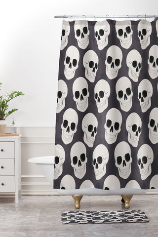 Avenie Goth Skulls Shower Curtain And Mat