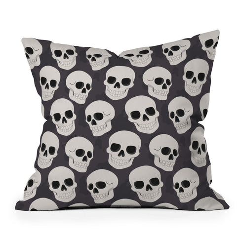 Avenie Goth Skulls Throw Pillow
