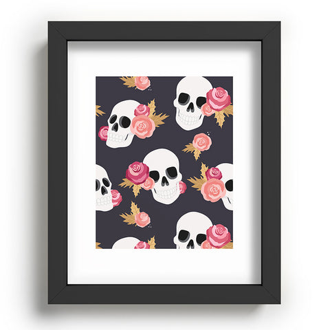 Avenie Gothic Floral Skulls Recessed Framing Rectangle