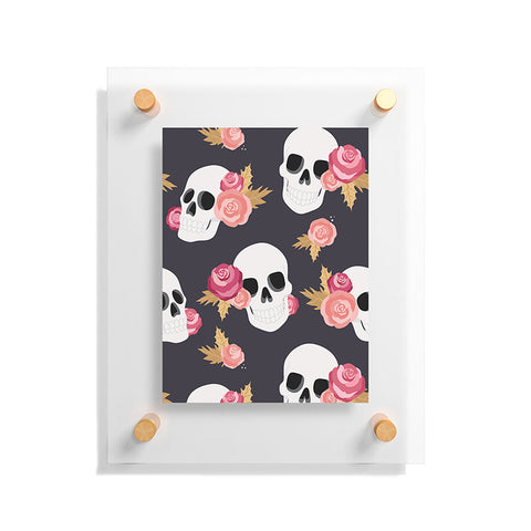 Avenie Gothic Floral Skulls Floating Acrylic Print