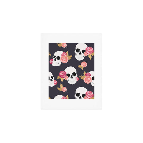 Avenie Gothic Floral Skulls Art Print