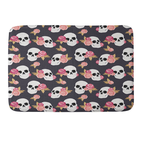 Avenie Gothic Floral Skulls Memory Foam Bath Mat