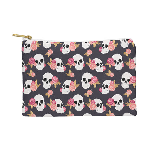 Avenie Gothic Floral Skulls Pouch