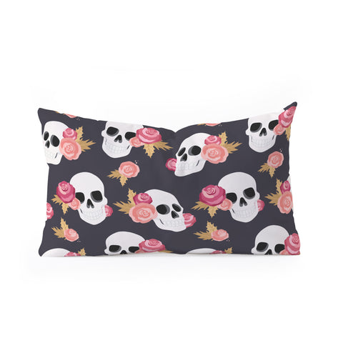 Avenie Gothic Floral Skulls Oblong Throw Pillow
