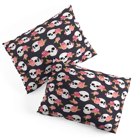 Avenie Gothic Floral Skulls Pillow Shams