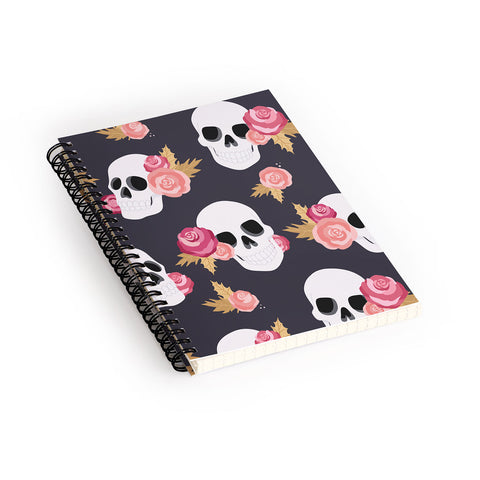 Avenie Gothic Floral Skulls Spiral Notebook