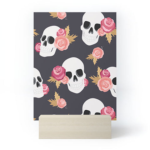 Avenie Gothic Floral Skulls Mini Art Print
