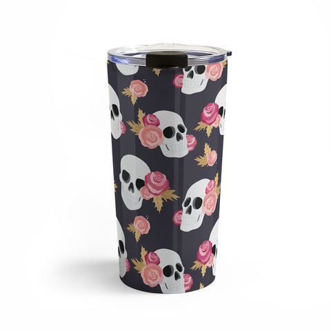 Avenie Gothic Floral Skulls Travel Mug