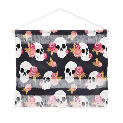Avenie Gothic Floral Skulls Wall Hanging Landscape