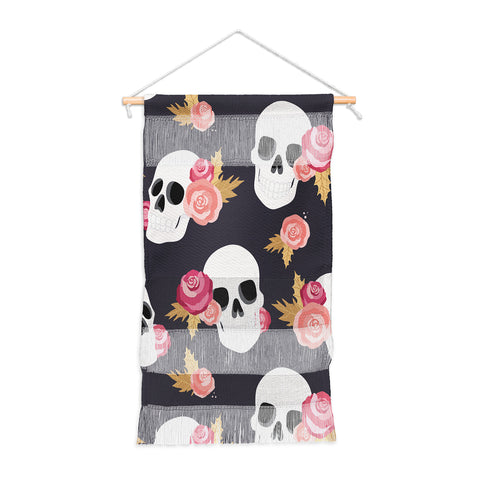 Avenie Gothic Floral Skulls Wall Hanging Portrait