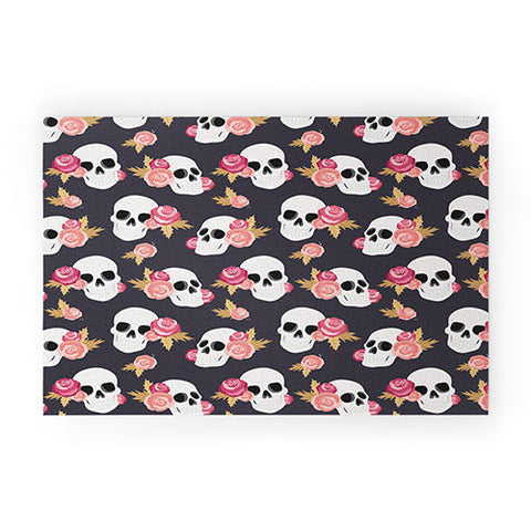 Avenie Gothic Floral Skulls Welcome Mat