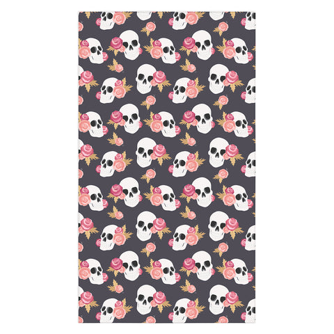 Avenie Gothic Floral Skulls Tablecloth