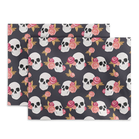 Avenie Gothic Floral Skulls Placemat
