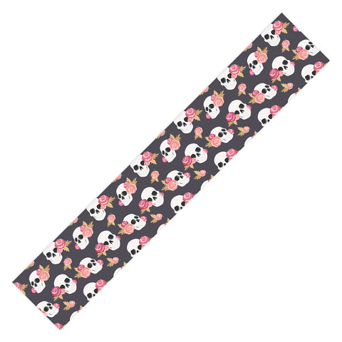 Avenie Gothic Floral Skulls Table Runner
