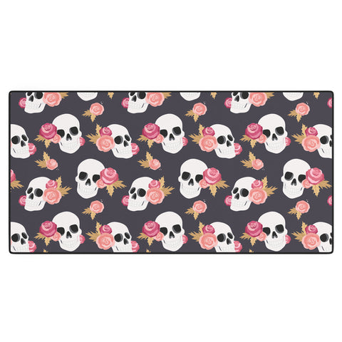 Avenie Gothic Floral Skulls Desk Mat