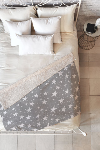 Avenie Grey Stars Fleece Throw Blanket