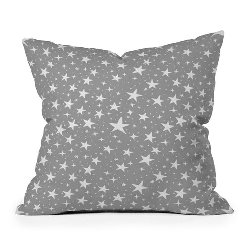 Avenie Grey Stars Outdoor Throw Pillow