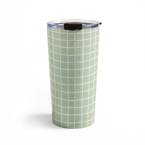 Avenie Grid Pattern Green Travel Mug