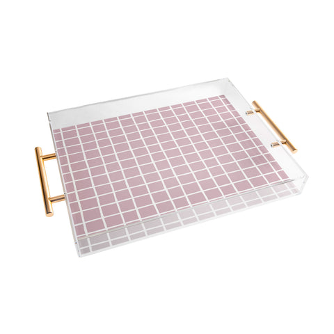 Avenie Grid Pattern Pink Flare Acrylic Tray