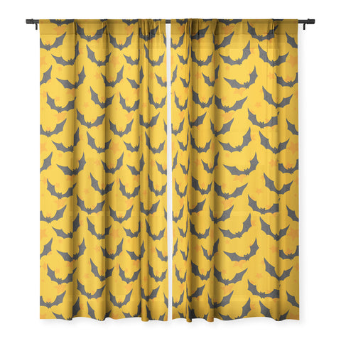 Avenie Halloween Bats I Sheer Window Curtain